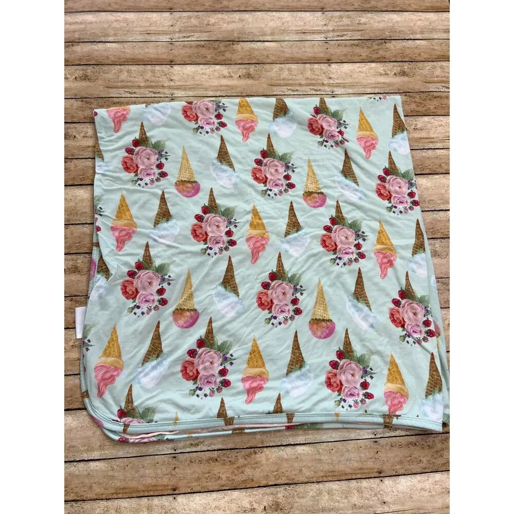 Posh Peanut Sophia Ice Cream Floral Patoo Bamboo Blanket 40x40